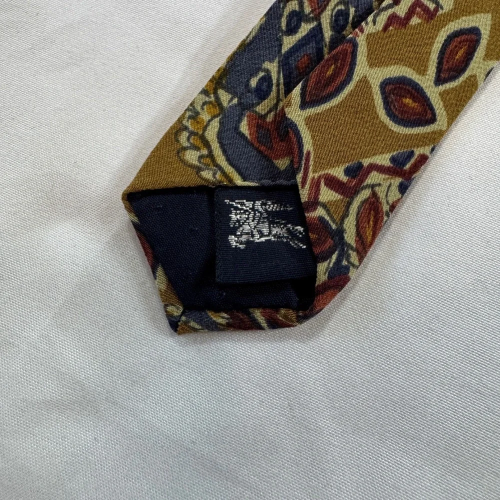 Vintage Burberrys of London‎ Silk Wool Tie USA Hand Sewn Geometric Quiet Luxury